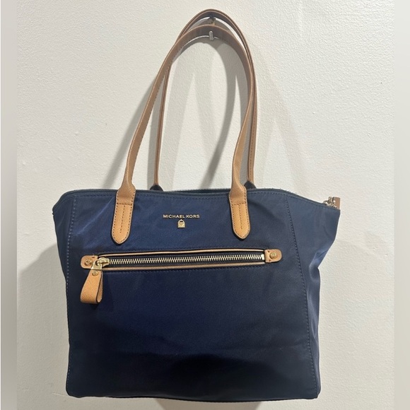 Michael Kors Kelsey Blue Tote with Tan Leather Accents NWOT - Picture 1 of 10
